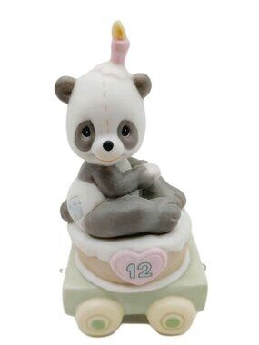 Precious Moments Panda Bear Figurine Birthday Train Cake Topper Age 12